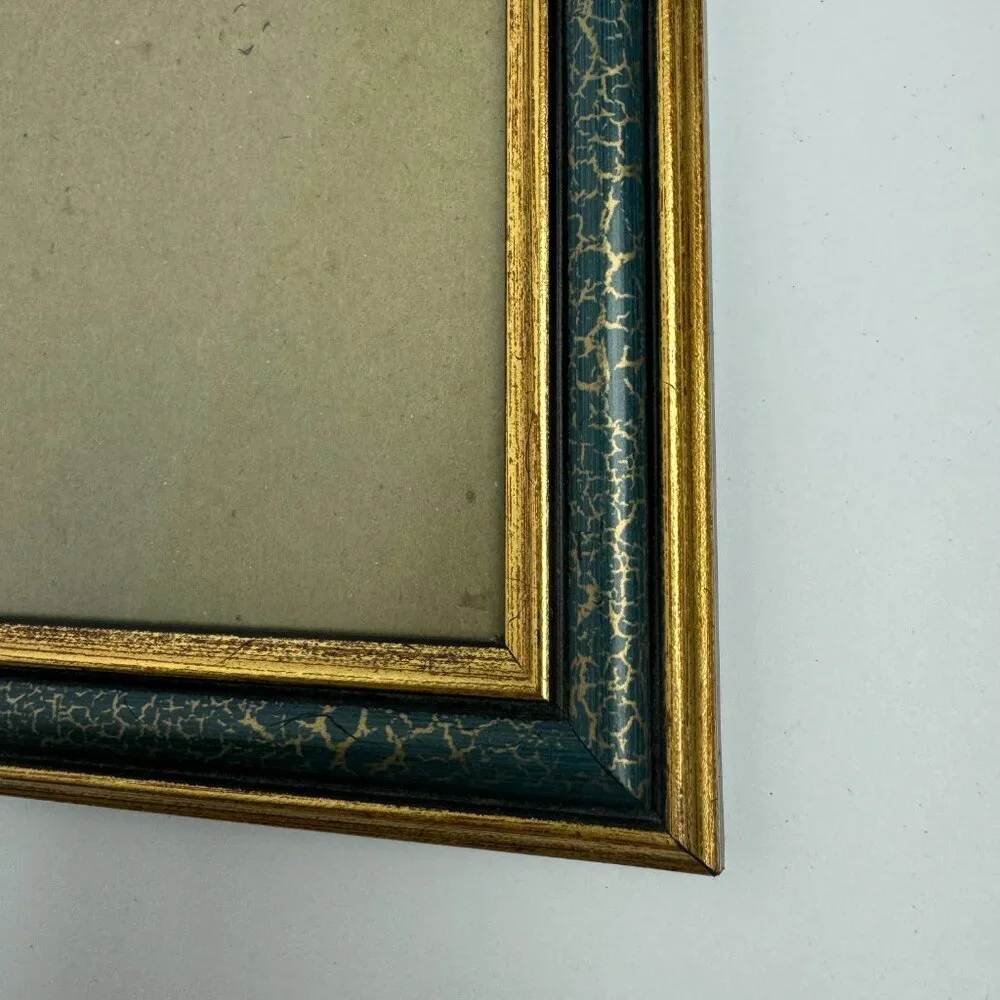 Vintage Picture Frame Green & Gold 6.5